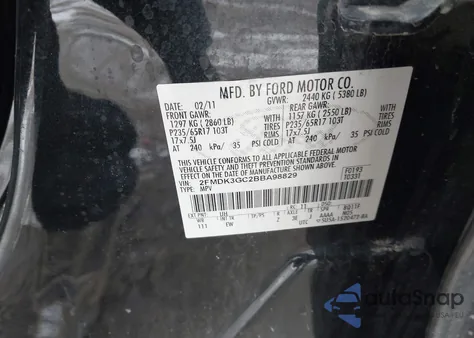 2011 Ford Edge Se z USA, uszkodzony, nr VIN 2FMDK3GC2BBA98829